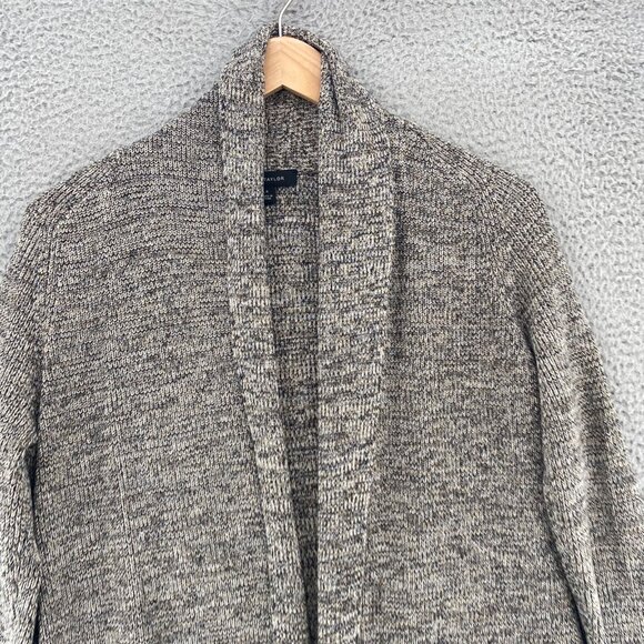 Ann Taylor Sweater Womens Medium Brown Marled Knit Cardigan Stretch Open Front - Picture 2 of 9